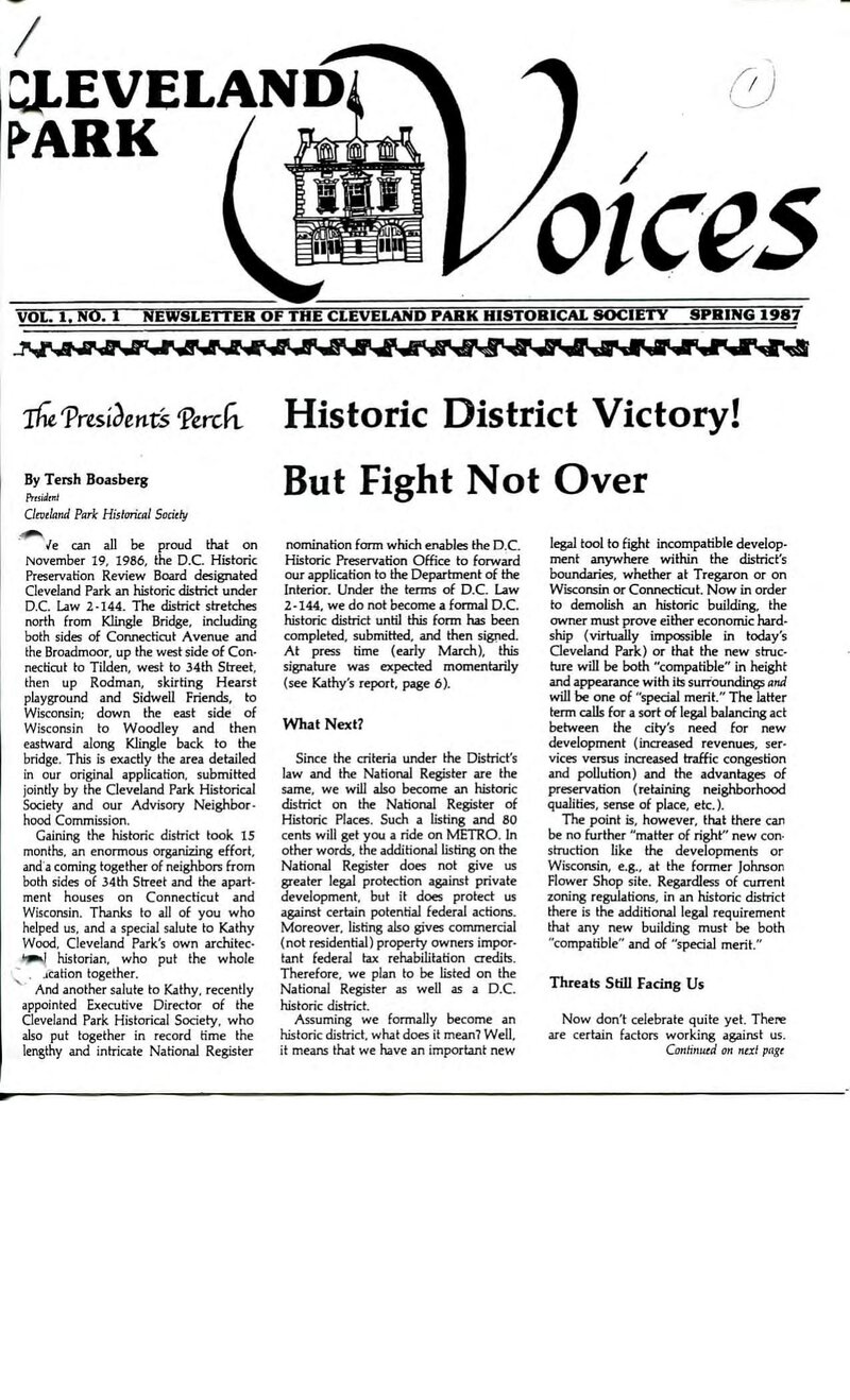 Cover of Voices Newsletter issue Spring 1987