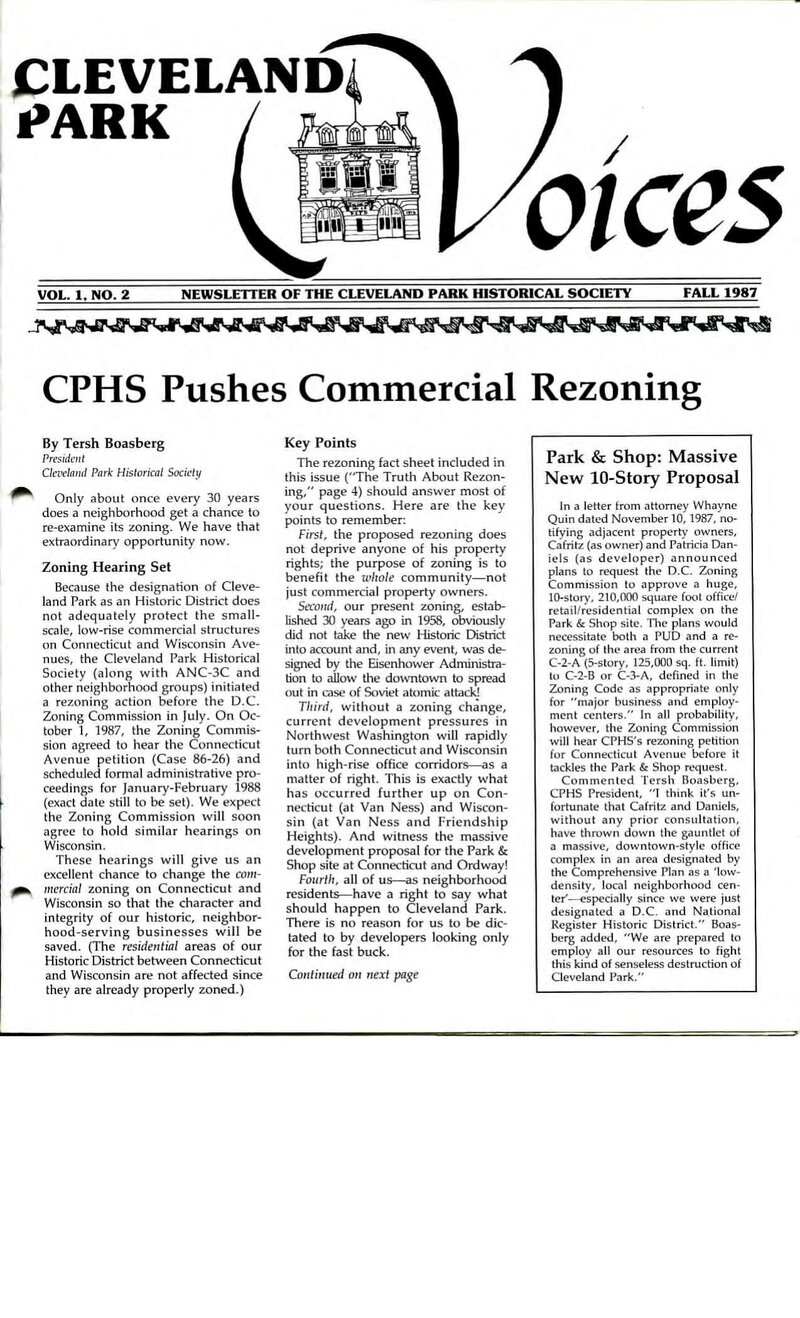 Cover of Voices Newsletter issue Fall 1987