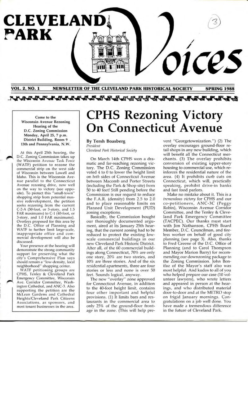 Cover of Voices Newsletter issue Spring 1988