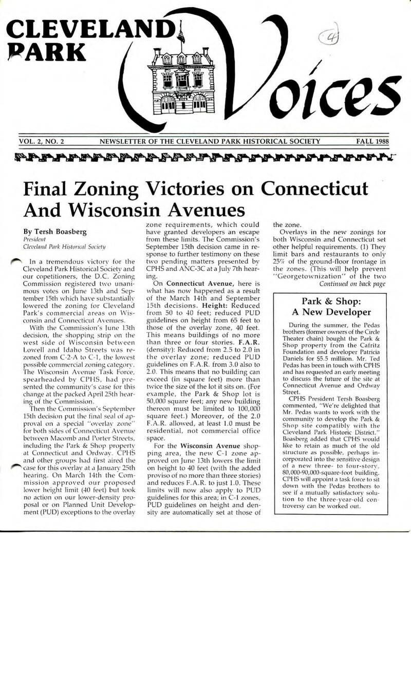 Cover of Voices Newsletter issue Fall 1988