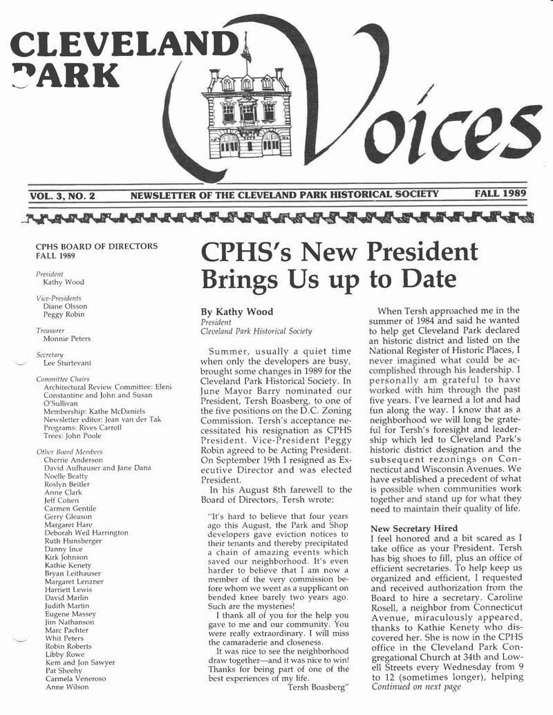 Cover of Voices Newsletter issue Fall 1989