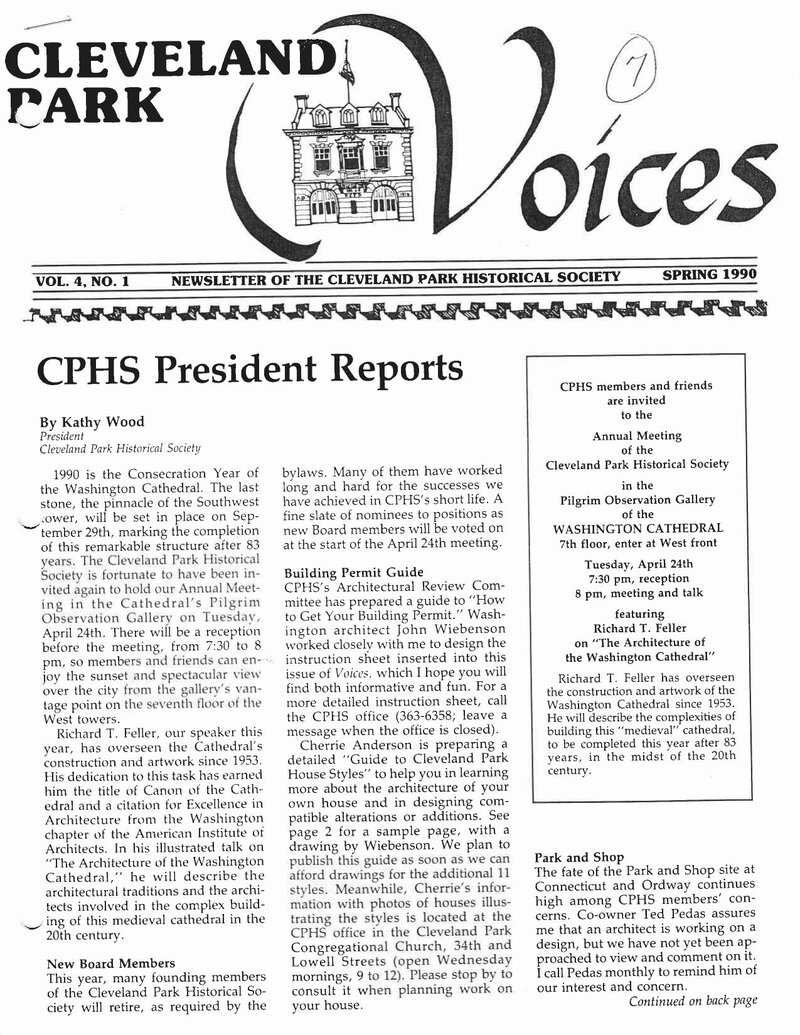 Cover of Voices Newsletter issue Spring 1990