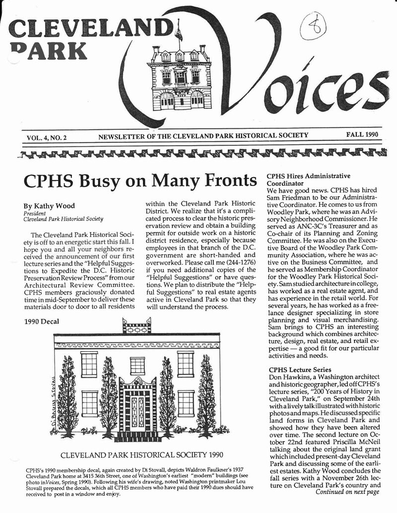 Cover of Voices Newsletter issue Fall 1990