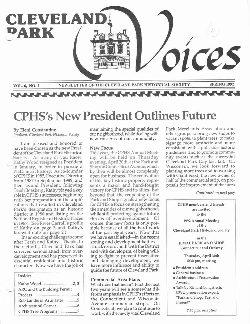 Cover of Voices Newsletter issue Spring 1992