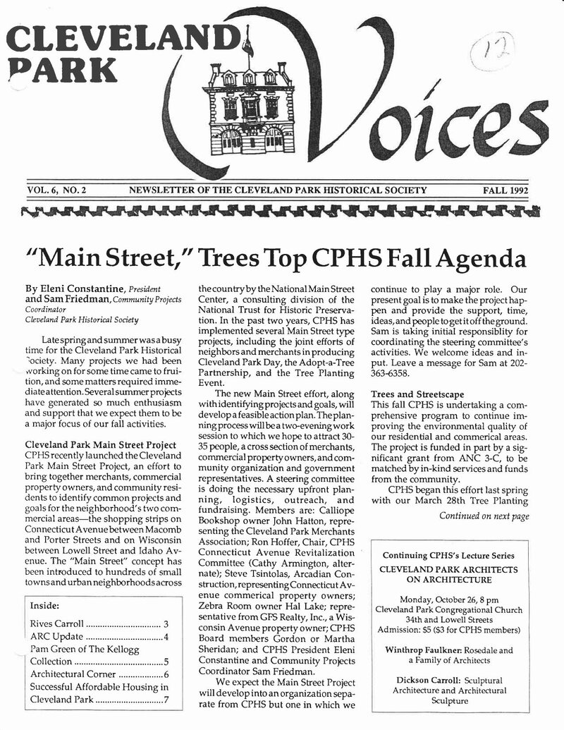 Cover of Voices Newsletter issue Fall 1992