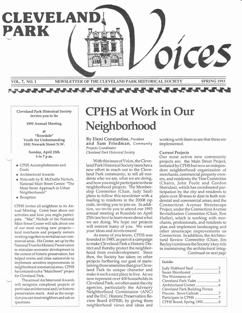 Cover of Voices Newsletter issue Spring 1993