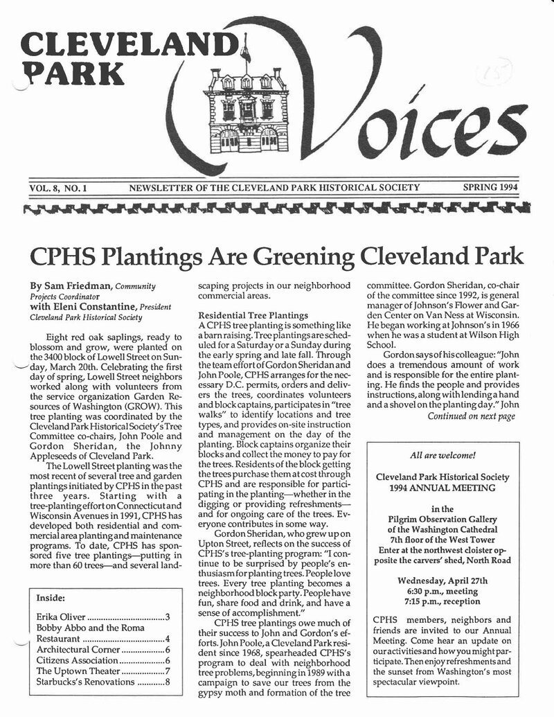 Cover of Voices Newsletter issue Spring 1994