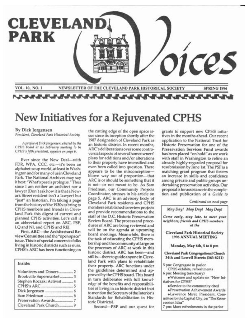 Cover of Voices Newsletter issue Spring 1996
