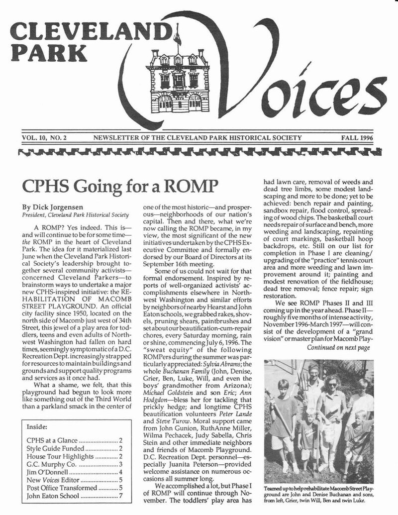 Cover of Voices Newsletter issue Fall 1996