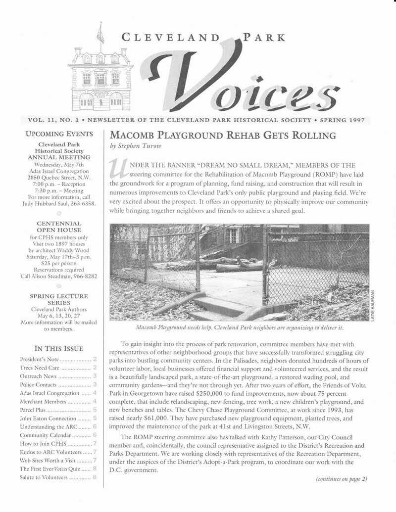 Cover of Voices Newsletter issue Spring 1997