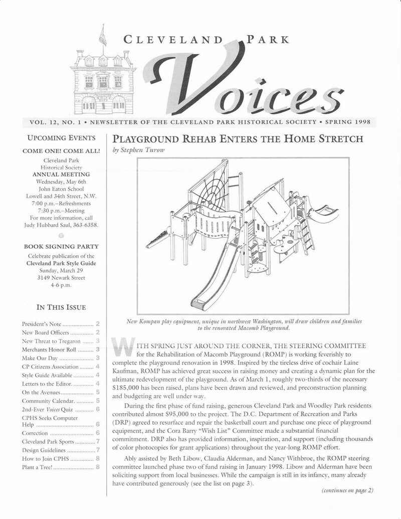Cover of Voices Newsletter issue Spring 1998
