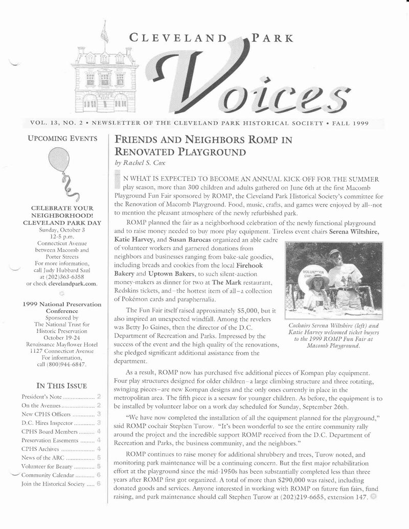 Cover of Voices Newsletter issue Fall 1999