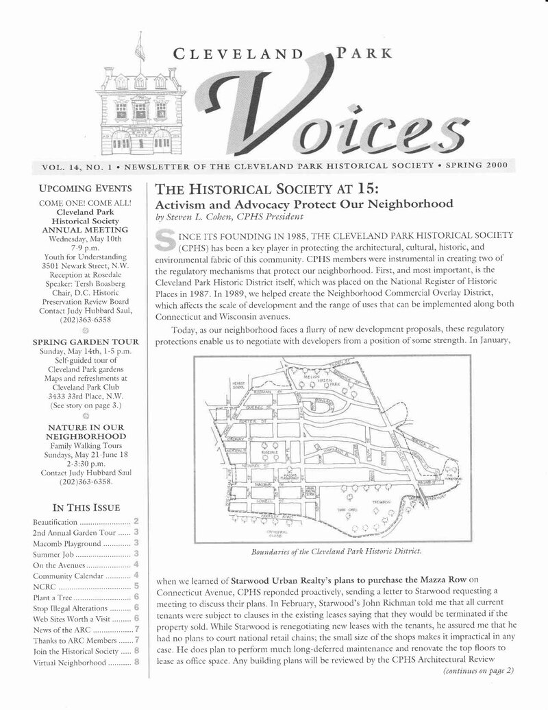 Cover of Voices Newsletter issue Spring 2000