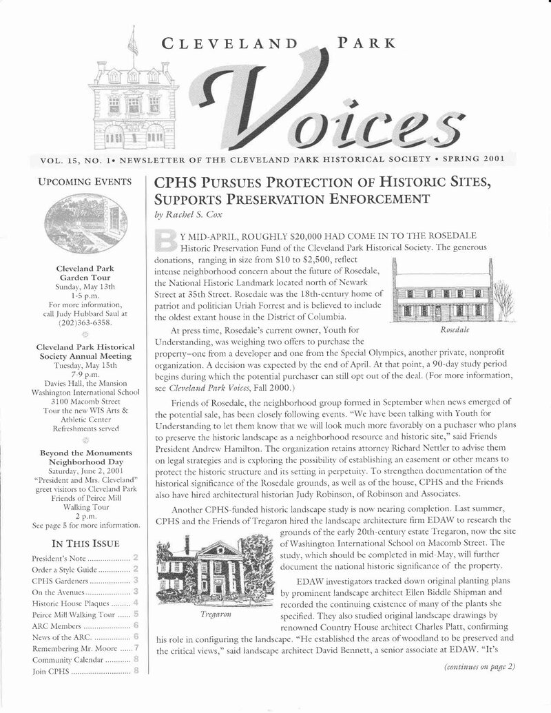 Cover of Voices Newsletter issue Spring 2001