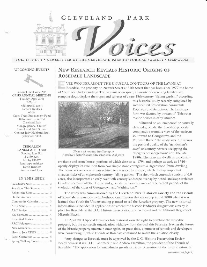 Cover of Voices Newsletter issue Spring 2002