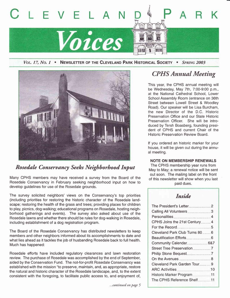 Cover of Voices Newsletter issue Spring 2003