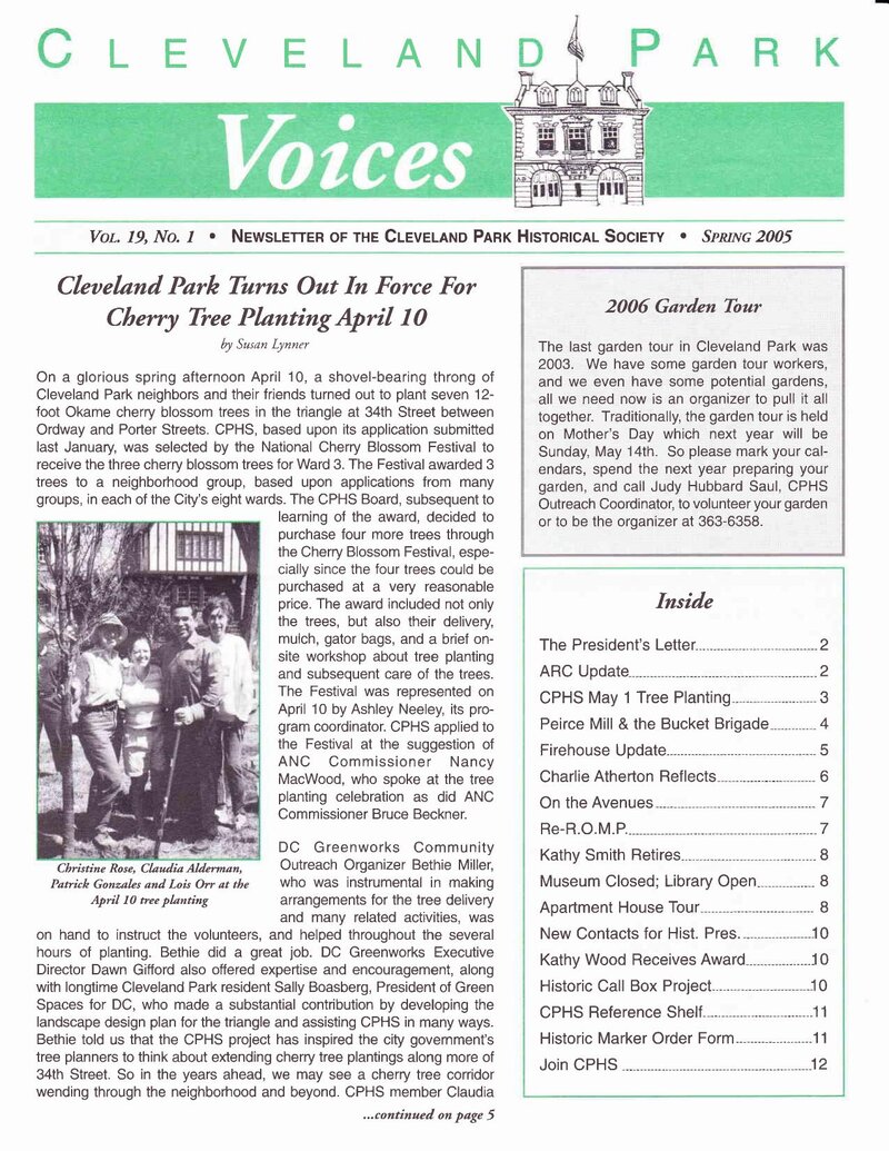 Cover of Voices Newsletter issue Spring 2005