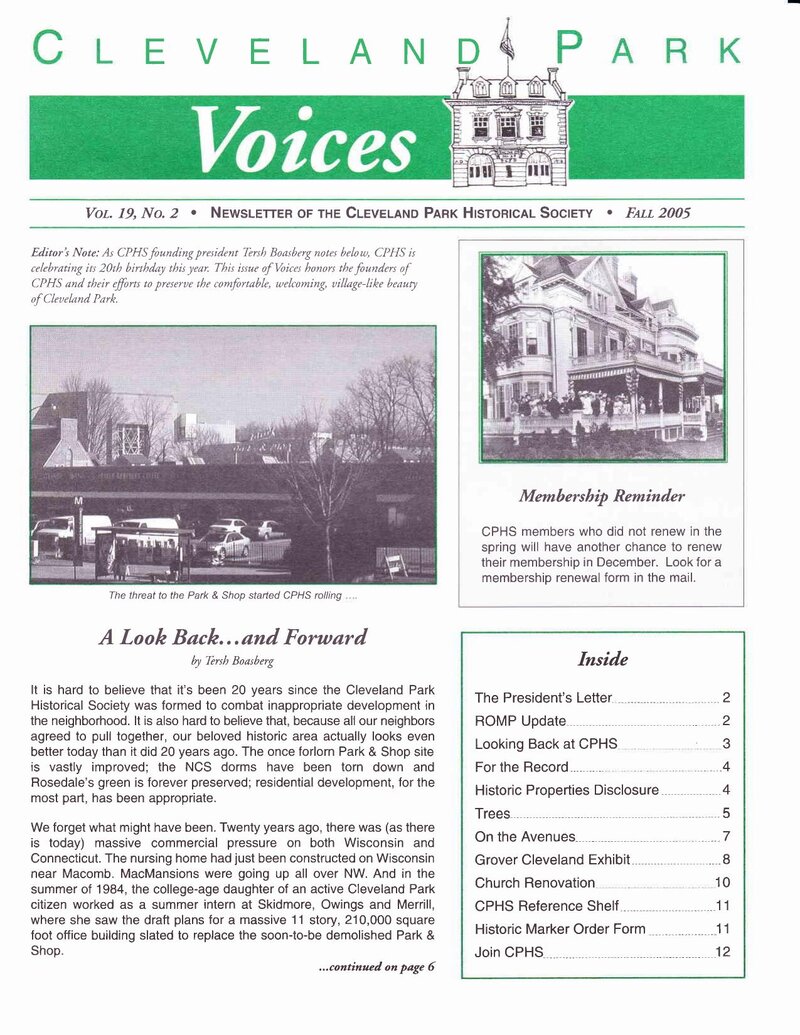 Cover of Voices Newsletter issue Fall 2005