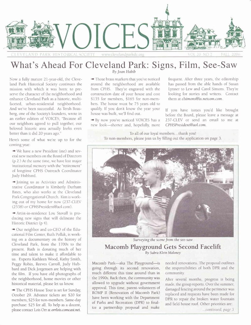 Cover of Voices Newsletter issue Fall 2006