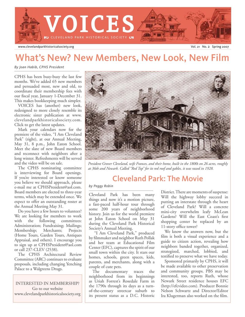Cover of Voices Newsletter issue Spring 2007