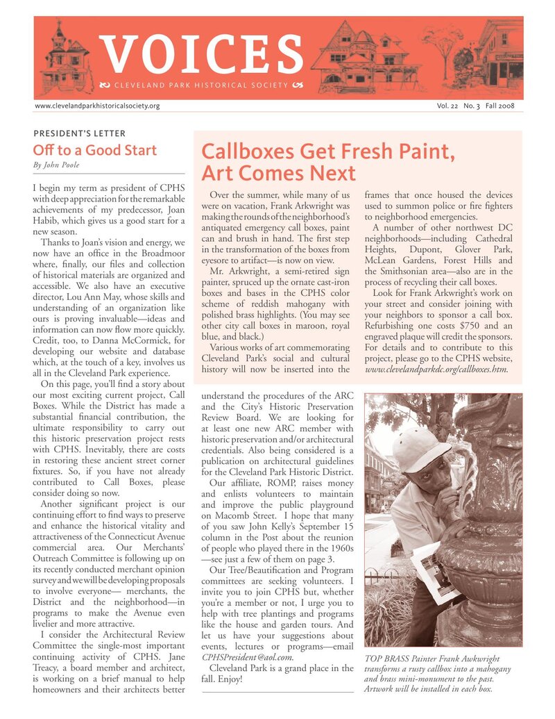 Cover of Voices Newsletter issue Fall 2008