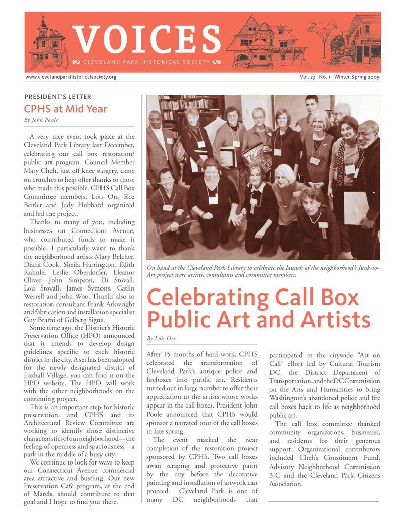 Cover of Voices Newsletter issue Winter 2009