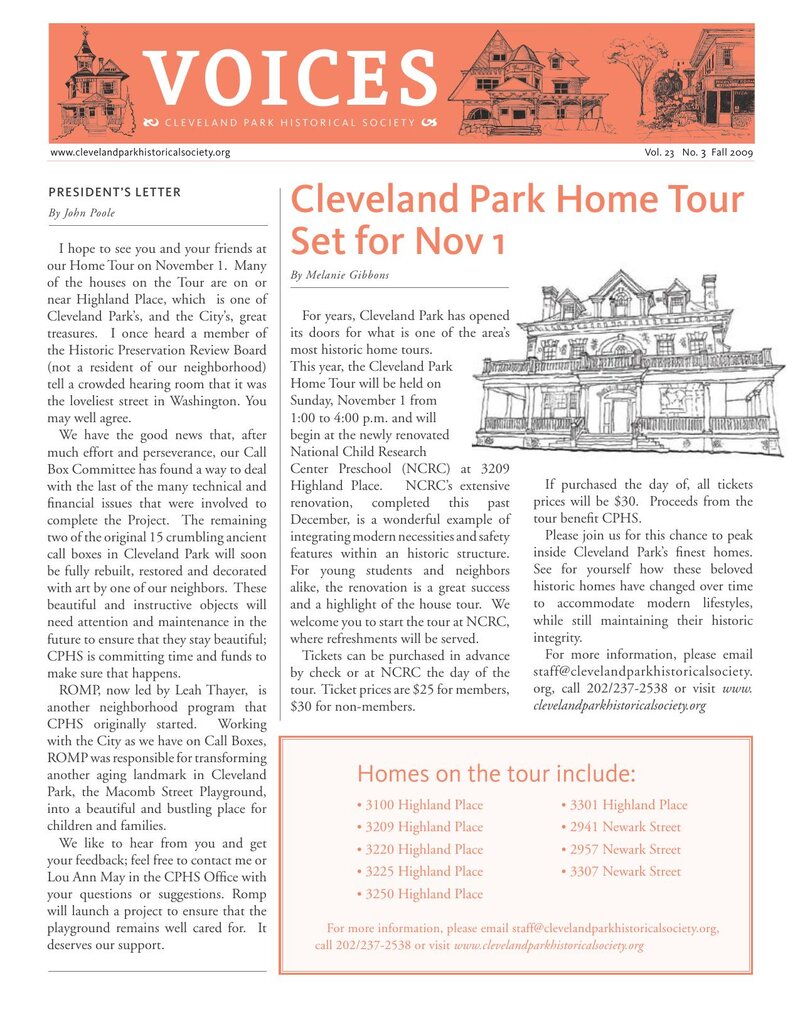 Cover of Voices Newsletter issue Fall 2009
