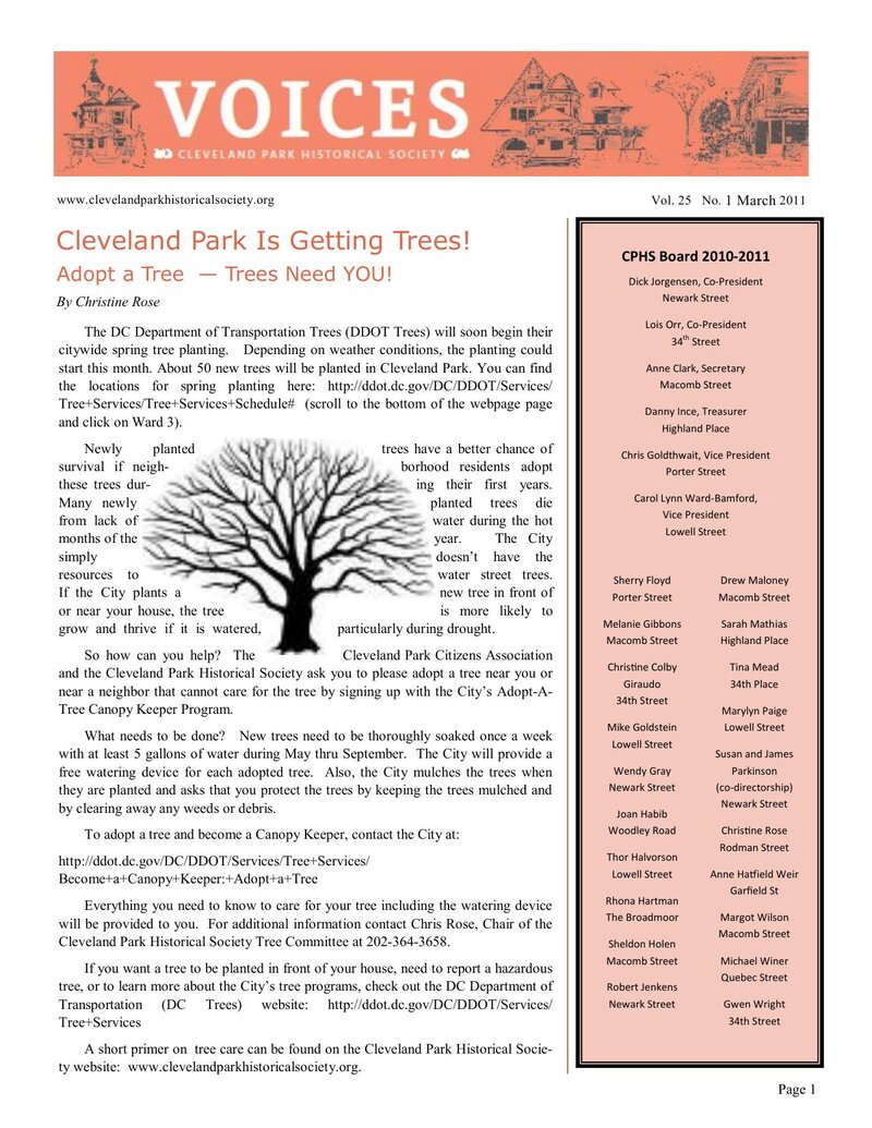 Cover of Voices Newsletter issue Spring 2011
