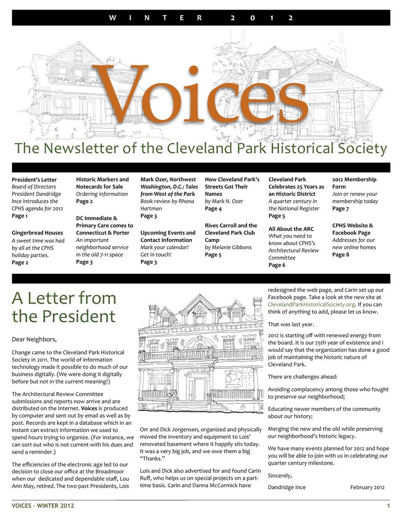 Cover of Voices Newsletter issue Spring 2012