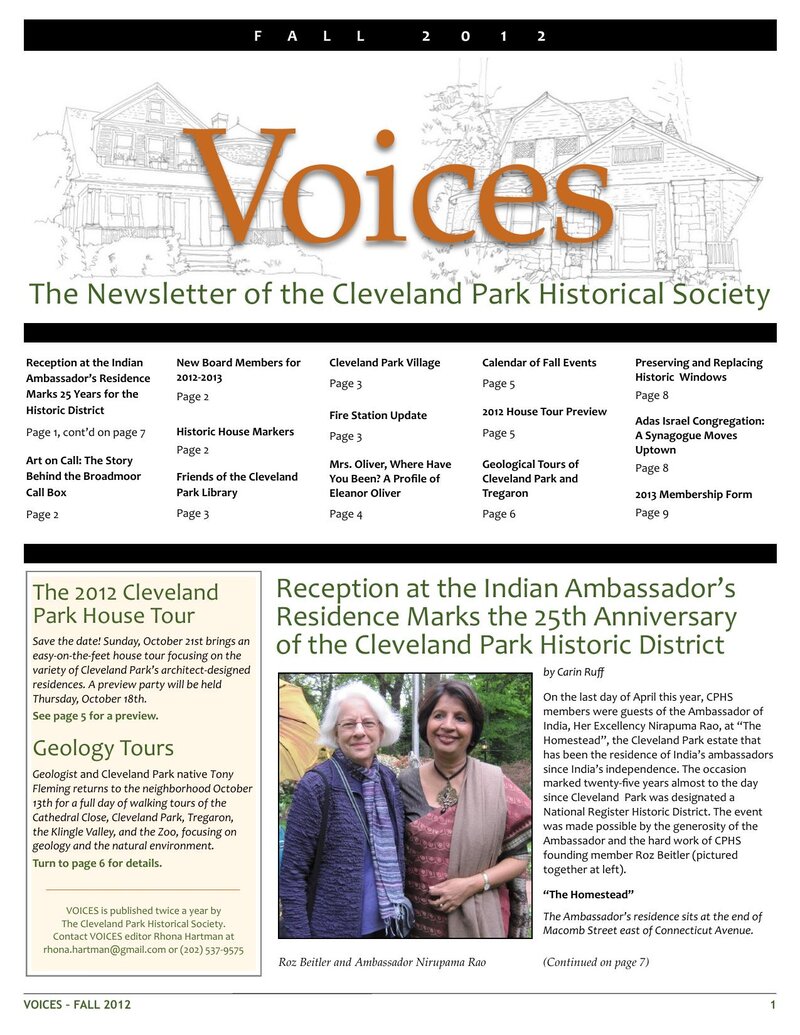 Cover of Voices Newsletter issue Fall 2012