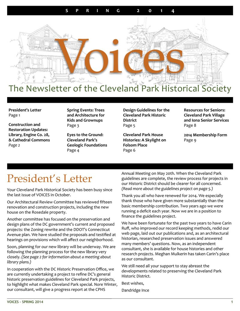 Cover of Voices Newsletter issue Spring 2014