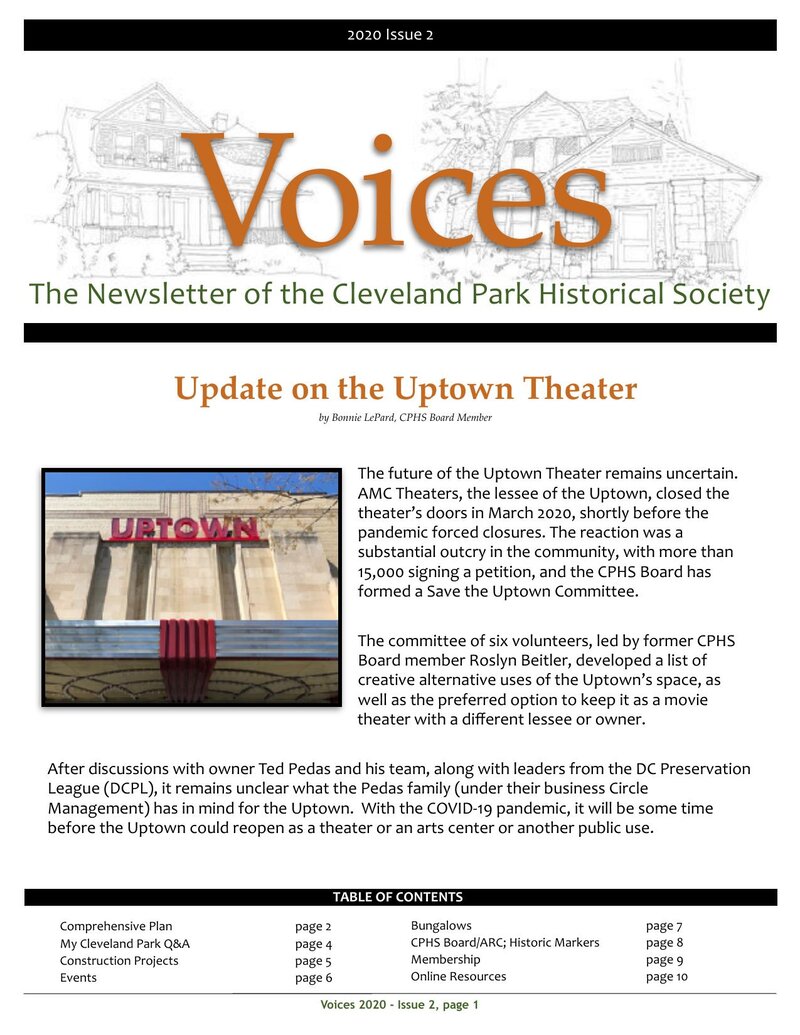 Cover of Voices Newsletter issue Fall 2020