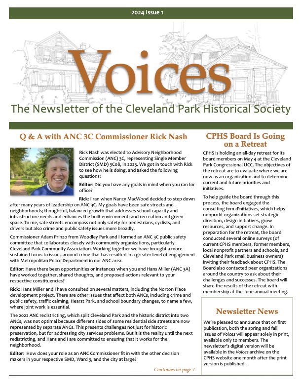 Cover of Voices Newsletter issue Spring 2024